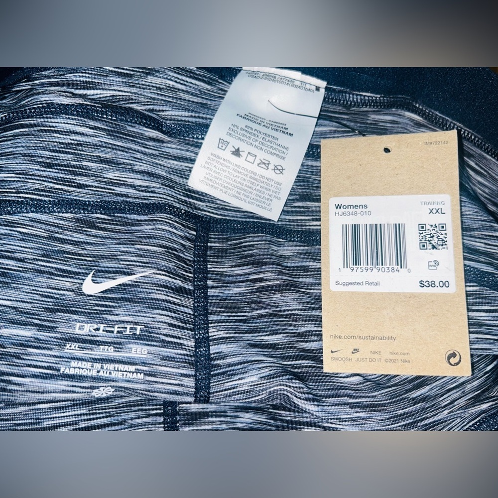 NWT Nike SZ XXL blue/black/white tight fit, high rise training shorts - Picture 6 of 7